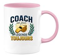 quotedazur - MugCoach un jour, légende toujours - Tasse Cadeau Coach Homme - Rose/Céramique
