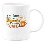 quotedazur - MugCollègue de légende en pause café - Tasse Cadeau Collègue Homme - Blanc/Céramique
