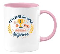 quotedazur - MugCollègue du mois depuis toujours - Tasse Cadeau Collègue Homme - Rose/Céramique