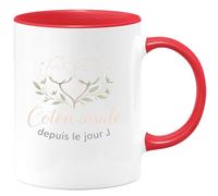 quotedazur - MugCoton inside depuis le jour J - Tasse Cadeau Noces de coton Femme - Rouge/Céramique