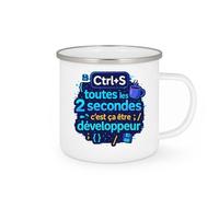 quotedazur - MugCtrl+S toutes les 2 secondes, c'est ça être développeur - Tasse Cadeau Développeur informatique Homme - Blanc/Emaillé
