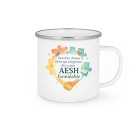 quotedazur - MugDerrière chaque élève qui progresse, il y a une AESH formidable - Tasse Cadeau AESH Femme - Blanc/Emaillé