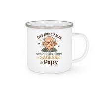 quotedazur - MugDes rides ? Non, ce sont mes lignes de sagesse de Papy - Tasse Cadeau Papy Homme - Blanc/Emaillé
