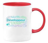 quotedazur - MugDéveloppeur : l'art de créer des problèmes pour les résoudre - Tasse Cadeau Développeur informatique Homme - Rouge/Céramique
