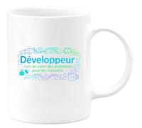quotedazur - MugDéveloppeur : l'art de créer des problèmes pour les résoudre - Tasse Cadeau Développeur informatique Homme - Blanc/Céramique