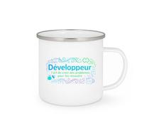 quotedazur - MugDéveloppeur : l'art de créer des problèmes pour les résoudre - Tasse Cadeau Développeur informatique Homme - Blanc/Emaillé