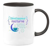 quotedazur - MugDéveloppeur nocturne : les meilleures idées viennent à 3h du mat - Tasse Cadeau Développeur informatique Homme - Noir/Céramique