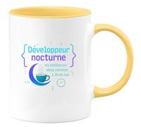 quotedazur - MugDéveloppeur nocturne : les meilleures idées viennent à 3h du mat - Tasse Cadeau Développeur informatique Homme - Jaune/Céramique