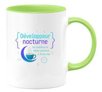 quotedazur - MugDéveloppeur nocturne : les meilleures idées viennent à 3h du mat - Tasse Cadeau Développeur informatique Homme - Vert/Céramique