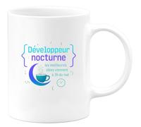 quotedazur - MugDéveloppeur nocturne : les meilleures idées viennent à 3h du mat - Tasse Cadeau Développeur informatique Homme - Blanc/Céramique