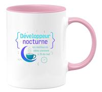 quotedazur - MugDéveloppeur nocturne : les meilleures idées viennent à 3h du mat - Tasse Cadeau Développeur informatique Homme - Rose/Céramique