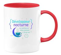 quotedazur - MugDéveloppeur nocturne : les meilleures idées viennent à 3h du mat - Tasse Cadeau Développeur informatique Homme - Rouge/Céramique
