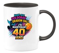 quotedazur - MugÉlevé aux Goldorak et Dragon Ball, j'ai maintenant 40 ans - Tasse Cadeau 40 ans Homme - Noir/Céramique