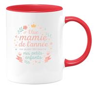 quotedazur - MugÉlue mamie de l'année par un jury très objectif : mes petits-enfants - Tasse Cadeau Mamie Femme - Rouge/Céramique