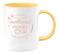 quotedazur - MugEnsemble depuis toujours, meilleures amies pour l'éternité - Tasse Cadeau Meilleure amie Femme - Jaune/Céramique