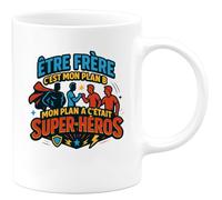 quotedazur - MugÊtre frère c'est mon plan B, mon plan A c'était super-héros - Tasse Cadeau Frère Homme - Blanc/Céramique