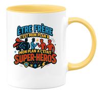 quotedazur - MugÊtre frère c'est mon plan B, mon plan A c'était super-héros - Tasse Cadeau Frère Homme - Jaune/Céramique