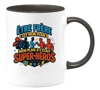 quotedazur - MugÊtre frère c'est mon plan B, mon plan A c'était super-héros - Tasse Cadeau Frère Homme - Noir/Céramique