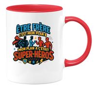 quotedazur - MugÊtre frère c'est mon plan B, mon plan A c'était super-héros - Tasse Cadeau Frère Homme - Rouge/Céramique