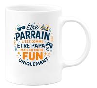 quotedazur - MugÊtre parrain c'est comme être papa, mais en mode fun uniquement - Tasse Cadeau Parrain Homme - Blanc/Céramique