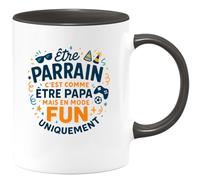 quotedazur - MugÊtre parrain c'est comme être papa, mais en mode fun uniquement - Tasse Cadeau Parrain Homme - Noir/Céramique