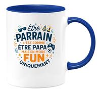 quotedazur - MugÊtre parrain c'est comme être papa, mais en mode fun uniquement - Tasse Cadeau Parrain Homme - Bleu/Céramique