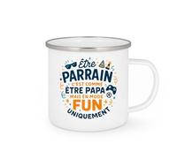 quotedazur - MugÊtre parrain c'est comme être papa, mais en mode fun uniquement - Tasse Cadeau Parrain Homme - Blanc/Emaillé