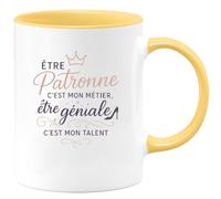 quotedazur - MugÊtre Patronne c'est mon métier, être géniale c'est mon talent - Tasse Cadeau Patronne Femme - Jaune/Céramique