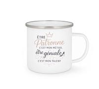 quotedazur - MugÊtre Patronne c'est mon métier, être géniale c'est mon talent - Tasse Cadeau Patronne Femme - Blanc/Emaillé