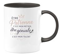 quotedazur - MugÊtre Patronne c'est mon métier, être géniale c'est mon talent - Tasse Cadeau Patronne Femme - Noir/Céramique