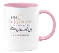 quotedazur - MugÊtre Patronne c'est mon métier, être géniale c'est mon talent - Tasse Cadeau Patronne Femme - Rose/Céramique