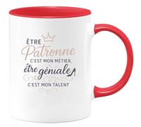 quotedazur - MugÊtre Patronne c'est mon métier, être géniale c'est mon talent - Tasse Cadeau Patronne Femme - Rouge/Céramique