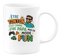 quotedazur - MugÊtre tonton c'est comme être papa, mais en mode fun - Tasse Cadeau Tonton Homme - Blanc/Céramique