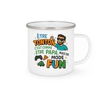 quotedazur - MugÊtre tonton c'est comme être papa, mais en mode fun - Tasse Cadeau Tonton Homme - Blanc/Emaillé