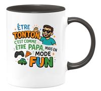 quotedazur - MugÊtre tonton c'est comme être papa, mais en mode fun - Tasse Cadeau Tonton Homme - Noir/Céramique