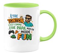 quotedazur - MugÊtre tonton c'est comme être papa, mais en mode fun - Tasse Cadeau Tonton Homme - Vert/Céramique