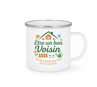 quotedazur - MugÊtre un bon Voisin ça ne s'improvise pas, ça se cultive - Tasse Cadeau Voisin Homme - Blanc/Emaillé