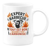 quotedazur - MugExpert barbecue : tout est bon quand c'est carbonisé - Tasse Cadeau Humour Homme - Blanc/Céramique