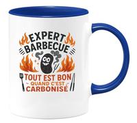 quotedazur - MugExpert barbecue : tout est bon quand c'est carbonisé - Tasse Cadeau Humour Homme - Bleu/Céramique