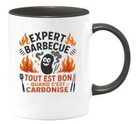 quotedazur - MugExpert barbecue : tout est bon quand c'est carbonisé - Tasse Cadeau Humour Homme - Noir/Céramique