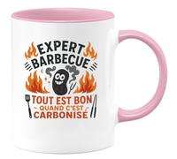 quotedazur - MugExpert barbecue : tout est bon quand c'est carbonisé - Tasse Cadeau Humour Homme - Rose/Céramique