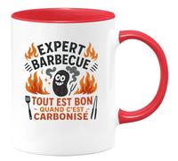quotedazur - MugExpert barbecue : tout est bon quand c'est carbonisé - Tasse Cadeau Humour Homme - Rouge/Céramique