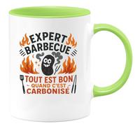 quotedazur - MugExpert barbecue : tout est bon quand c'est carbonisé - Tasse Cadeau Humour Homme - Vert/Céramique
