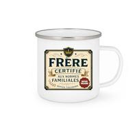 quotedazur - MugFrère certifié conforme aux normes familiales depuis toujours - Tasse Cadeau Frère Homme - Blanc/Emaillé