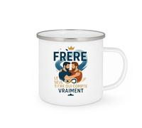 quotedazur - MugFrère : le seul titre qui compte vraiment - Tasse Cadeau Frère Homme - Blanc/Emaillé
