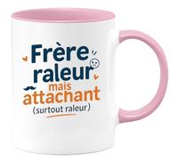 quotedazur - MugFrère râleur mais attachant (surtout râleur) - Tasse Cadeau Frère Homme - Rose/Céramique