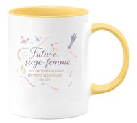 quotedazur - MugFuture sage-femme : en formation pour devenir passeuse de vie - Tasse Cadeau Sage Femme Femme - Jaune/Céramique
