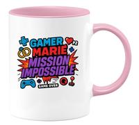 quotedazur - Muggamer marié : mission impossible - Tasse Cadeau Humour Mariage Geek Homme - Rose/Céramique