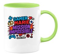 quotedazur - Muggamer marié : mission impossible - Tasse Cadeau Humour Mariage Geek Homme - Vert/Céramique