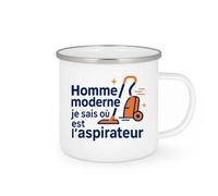 quotedazur - MugHomme moderne : je sais où est l'aspirateur - Tasse Cadeau Humour Homme - Blanc/Emaillé